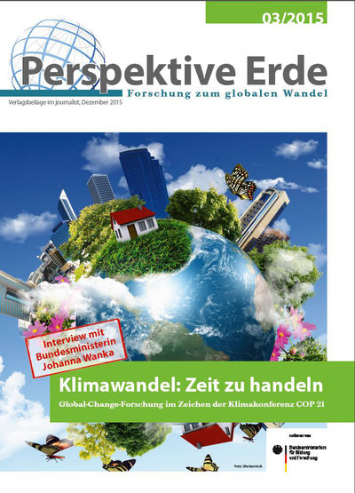 Cover der aktuellen Ausgabe von „Perspektive Erde - „Klimawandel: Zeit zu handeln“.