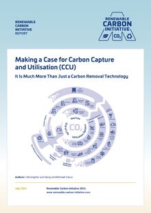 Cover  des Hintergrundberichts „Making a Case for Carbon Capture and Utilisation (CCU) – it is much more than just a carbon removal technology“