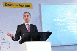Frank Appel, Vorstandsvorsitzender, bei der Präsentation der Studie in Berlin. Foto: Deutsche Post DHL