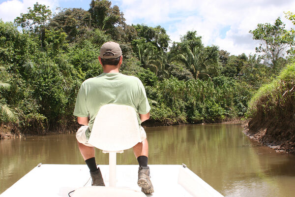 Ökotourismus - mit einem Boot in einer Flusslandschaft in Lateinamerika
