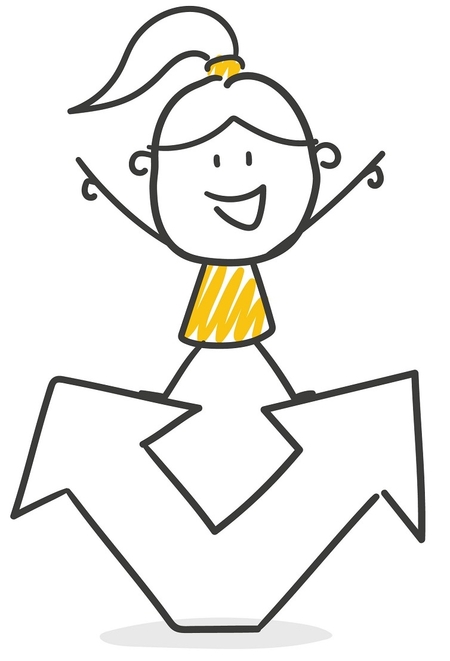 Mädchen steht auf zwei Pfeilen