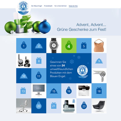  Der Blaue Engel Adventskalender: Grüne Geschenke zum Fest.