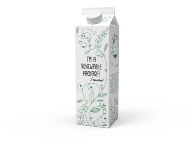 Tetra Pak-Milchkarton aus 100 Prozent nachwachsenden Rohstoffen.