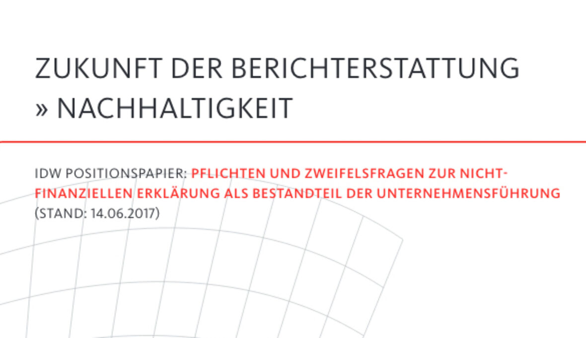 IDW Positionspapier zur nichtfinanziellen Erklärung