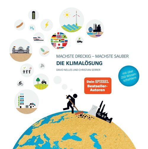 Ausschnitt vom Cover des Buches „Machste dreckig – machste sauber: Die Klimalösung“ von David Nelles und Christian Serrer