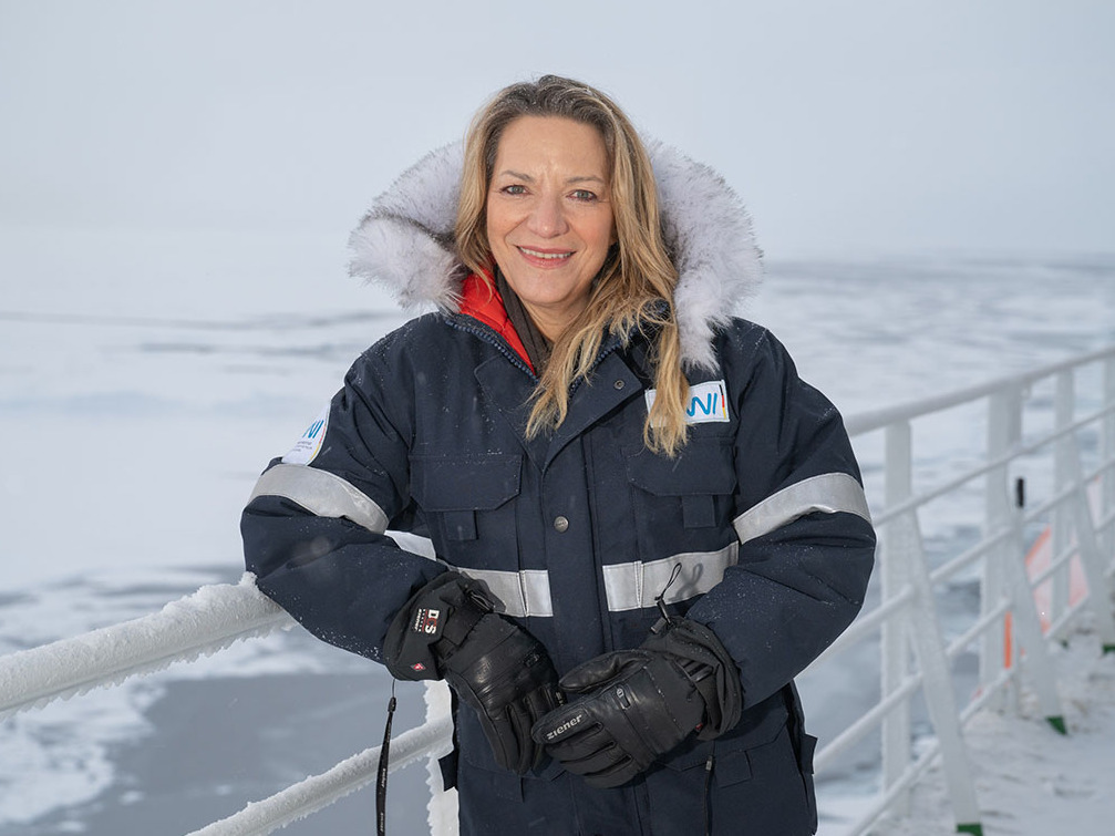 Antje Boetius, Direktorin des Alfred-Wegener-Instituts und Fahrtleiterin von ArcWatch-1 im Nordpolarmeer