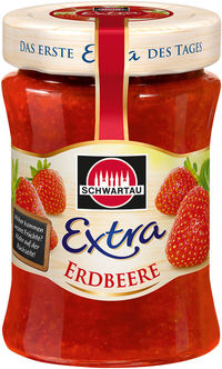 Schwartau Extra: Seit 2015 zu 100 Prozent mit deutschen Erdbeeren.
