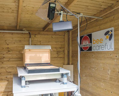 Forschungsstation auf dem Werksgelände: Die Schwartauer Werke ergreifen mit der Initiative bee careful zahlreiche Maßnahmen zum Schutz der Bienengesundheit.