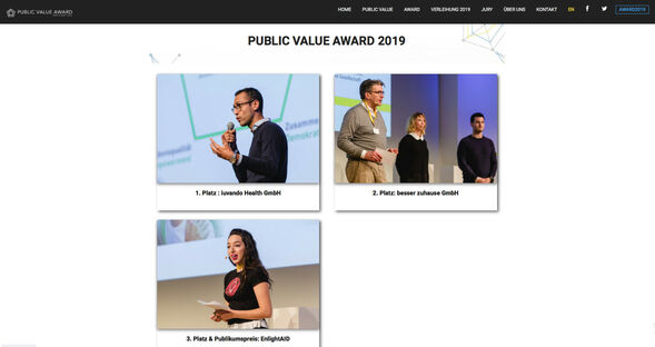 Screenshot Internetseite EY Public Value Award 2019