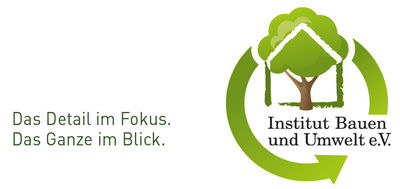 Logo Institut Bauen und Umwelt e.V. mit Claim.