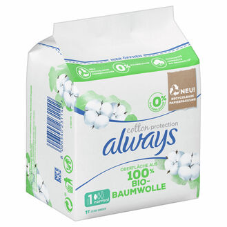 Packshot Always mit Verpackung aus Papier