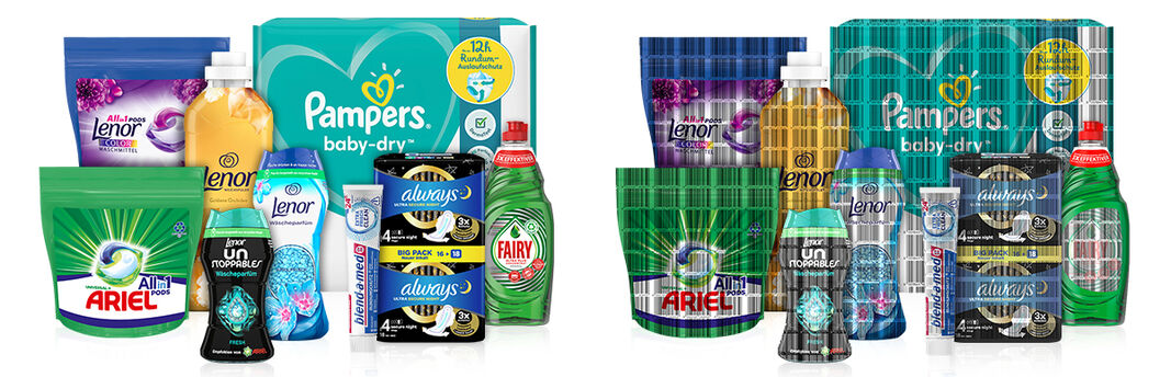 Die Grafik zeigt es: Produktverpackungen mit dem digitalen Wasserzeichen informieren in maschinenlesbarer Form über die enthaltenen Kunststoffe.