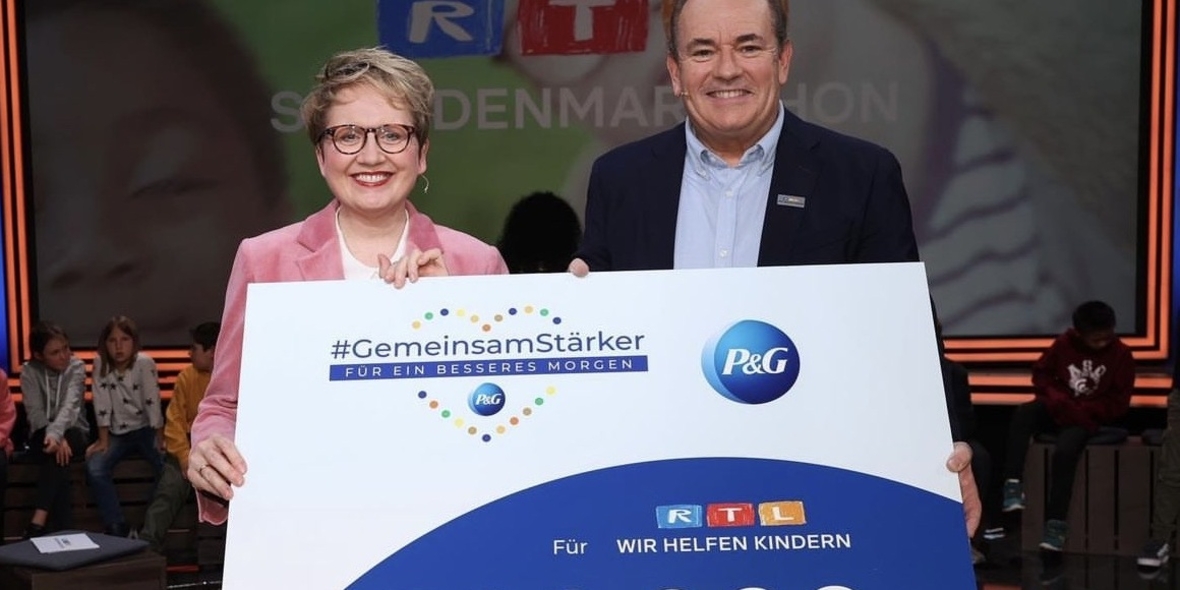 P&G überreicht Scheck über 700.000 Euro beim RTL-Spendenmarathon 