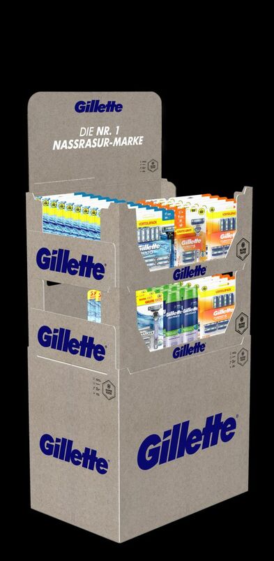 Verkaufsdisplasy für Gillette und Gileete Venus aus Silphie-Papier