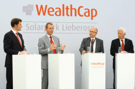 Podiumsdiskussion anläßlich der Eröffnung des "WealthCap Solarpark Lieberose". Foto: HVB