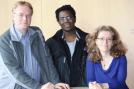 Jürgen Scheffran, Papa Sow und Elina Marmer. Foto: KlimaCampus
