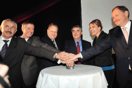 Politik und Evonik geben den Startschuss für das neue Biomasse-Heizkraftwerk Warndt. Foto: Evonik