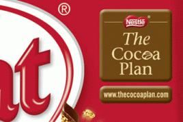 Auf allen in Hamburg produzierten Kit-Kat-Produkten kann seit 2012 das "Cocoa Plan-Logo" verwendet werden. Foto: Nestlé