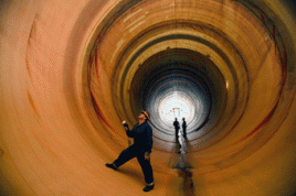 Blick in den Rauchgaskanal der BoA 1 in Niederaußem während einer Revision. Foto: BRAIN AG