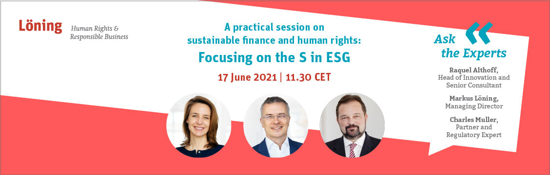 "Ask the Experts": Live Q&A session on Sustainable Finance and Human Rights