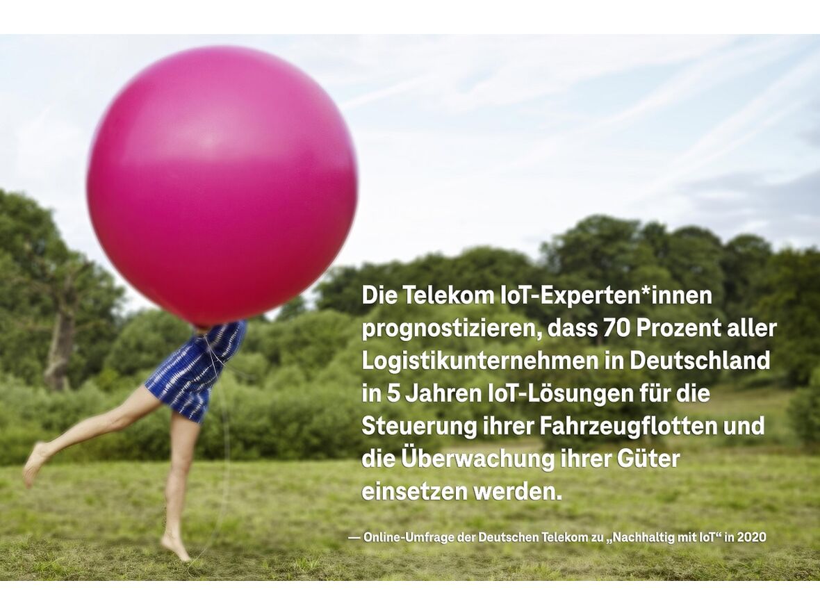 Interne Umfrage der Deutschen Telekom zum Thema „Nachhaltig mit IoT" in 2020: 70 Prozent smarte Logistiker in fünf Jahren.